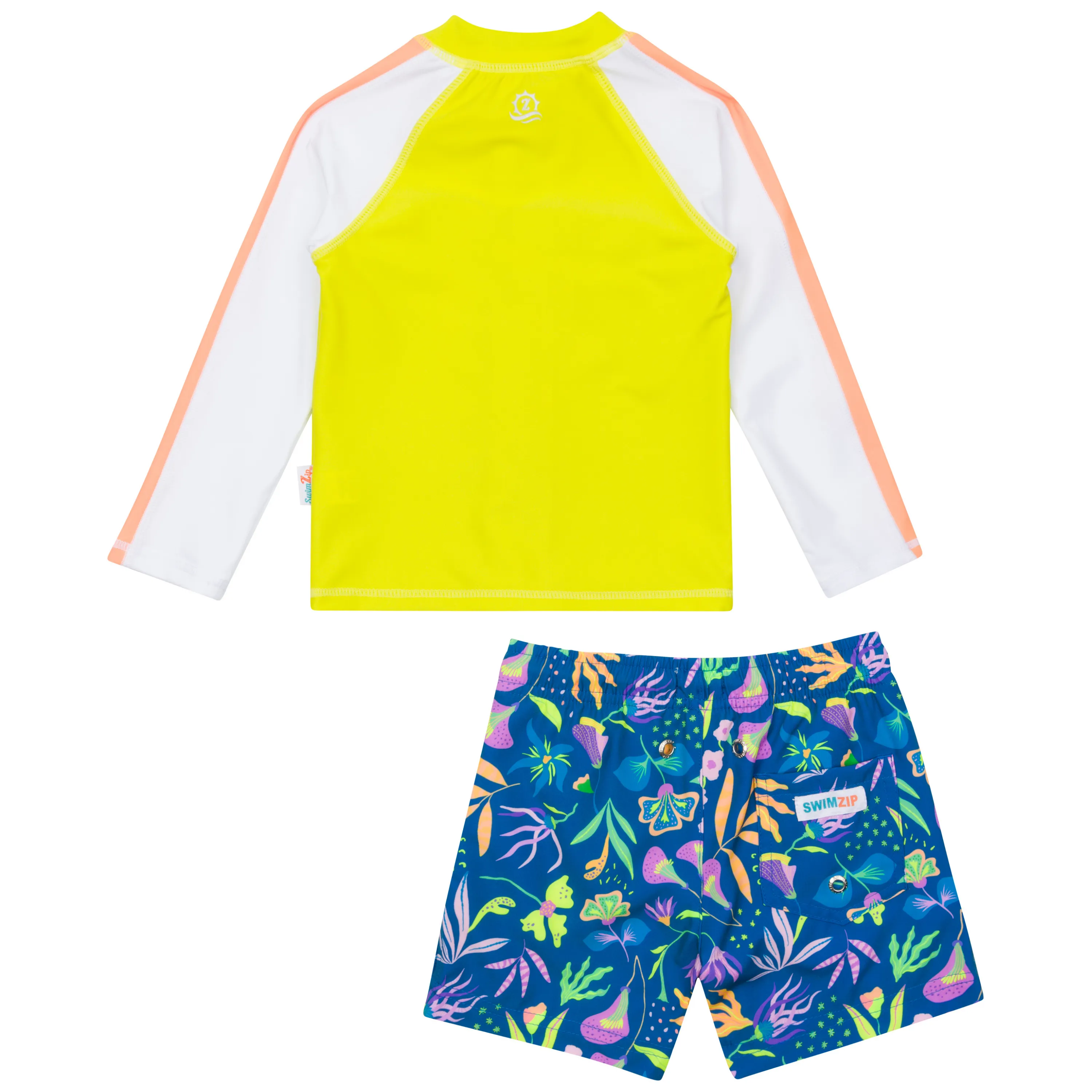 Boys Long Sleeve Zipper Rash Guard and Swim Trunk Set | "Tropadelic"