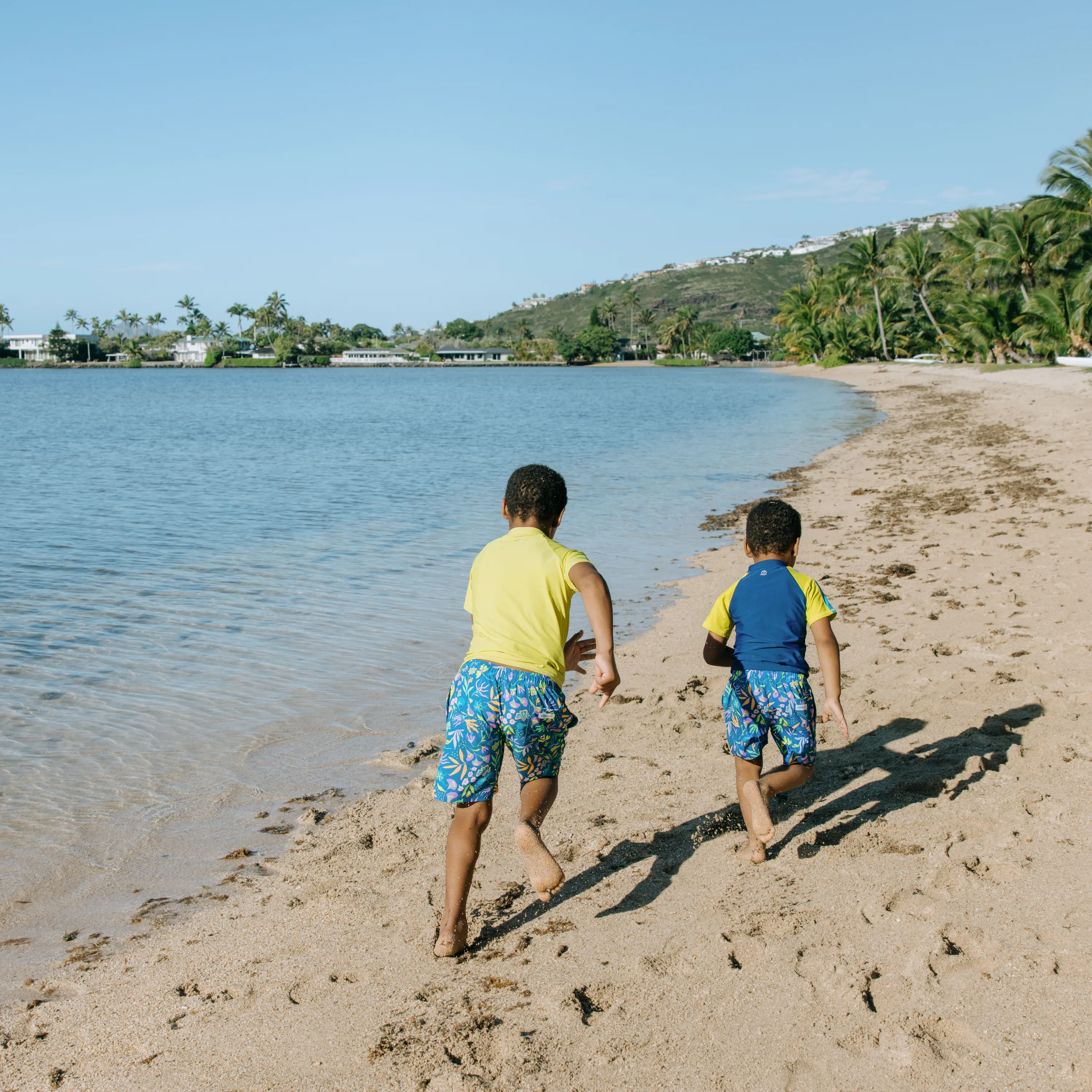 Boys Short Sleeve Zipper Rash Guard and Swim Trunk Set | "Tropadelic"