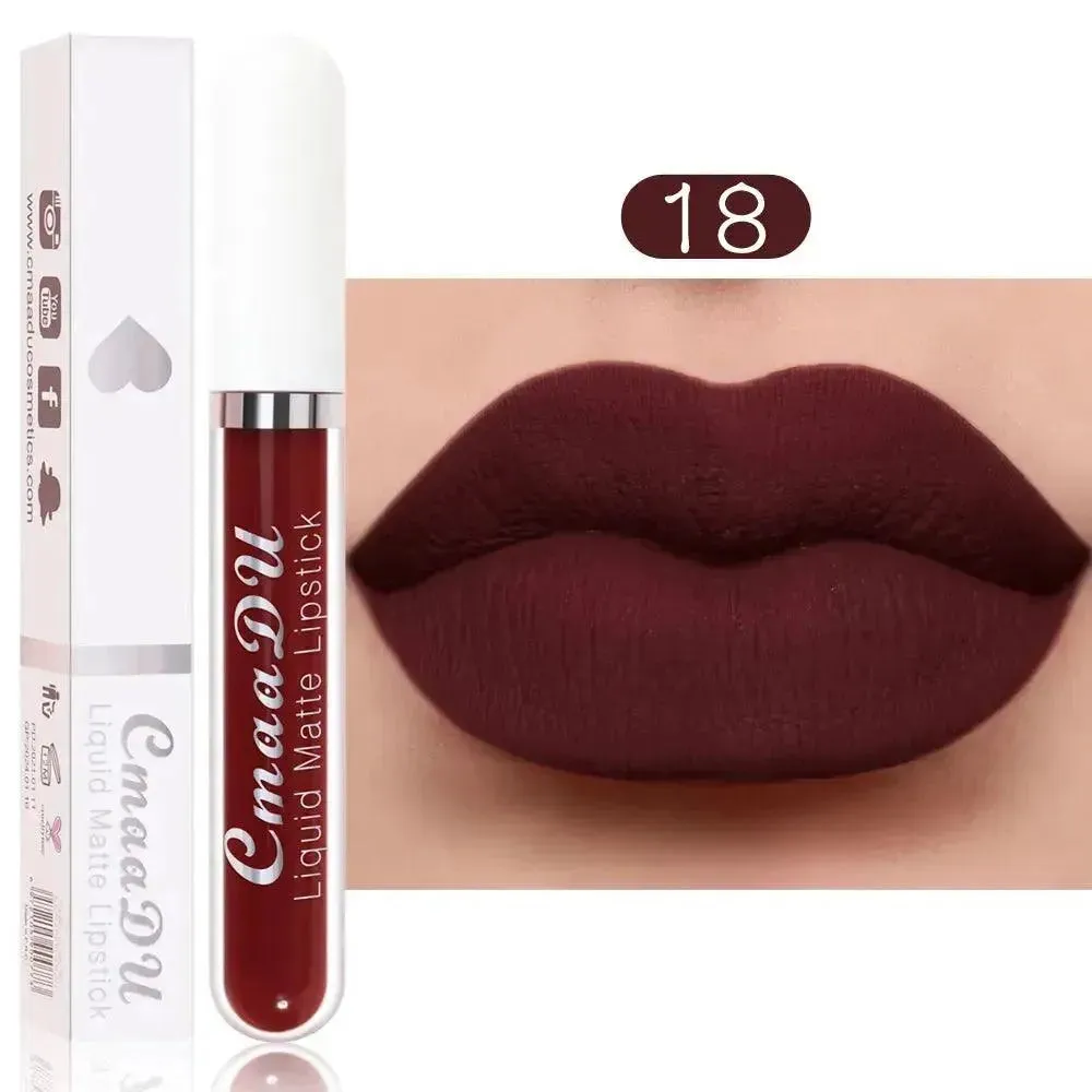 CmaaDu 18 Matte Mist Lip Glaze - Long-Lasting Waterproof Lip Gloss