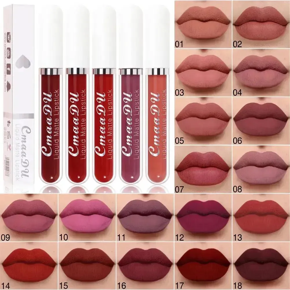 CmaaDu 18 Matte Mist Lip Glaze - Long-Lasting Waterproof Lip Gloss