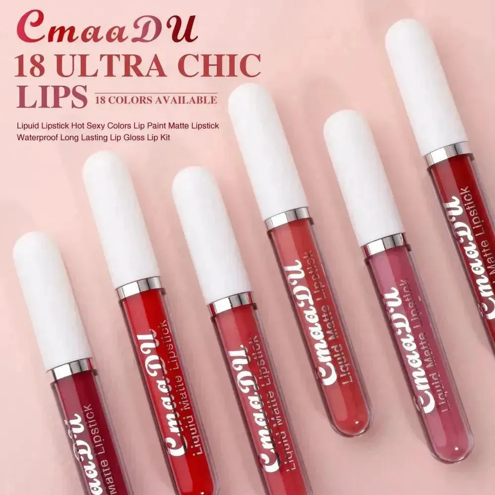 CmaaDu 18 Matte Mist Lip Glaze - Long-Lasting Waterproof Lip Gloss