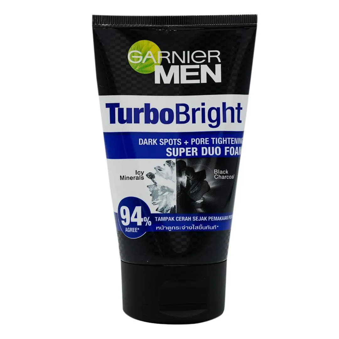 Garnier Face Wash Men TURBOBRIGHT - DARK SPORTS  PORE | SUPER DUO FOAM TUBE 100ml
