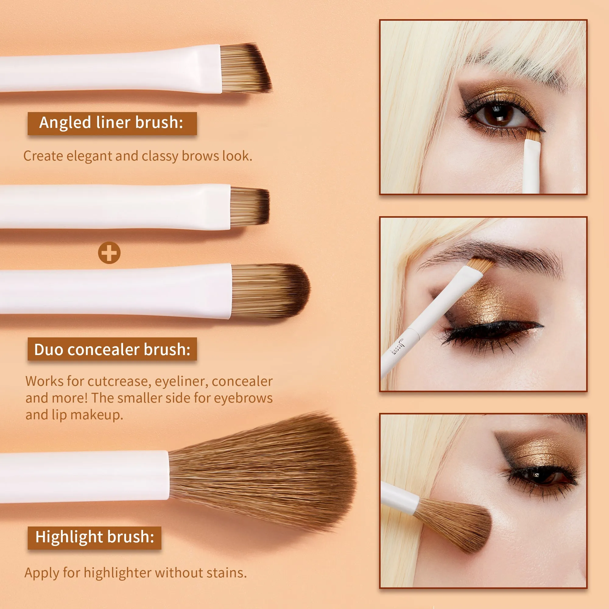 Luxury Light Gray Precision Eye Makeup Brush Set 10pcs T330