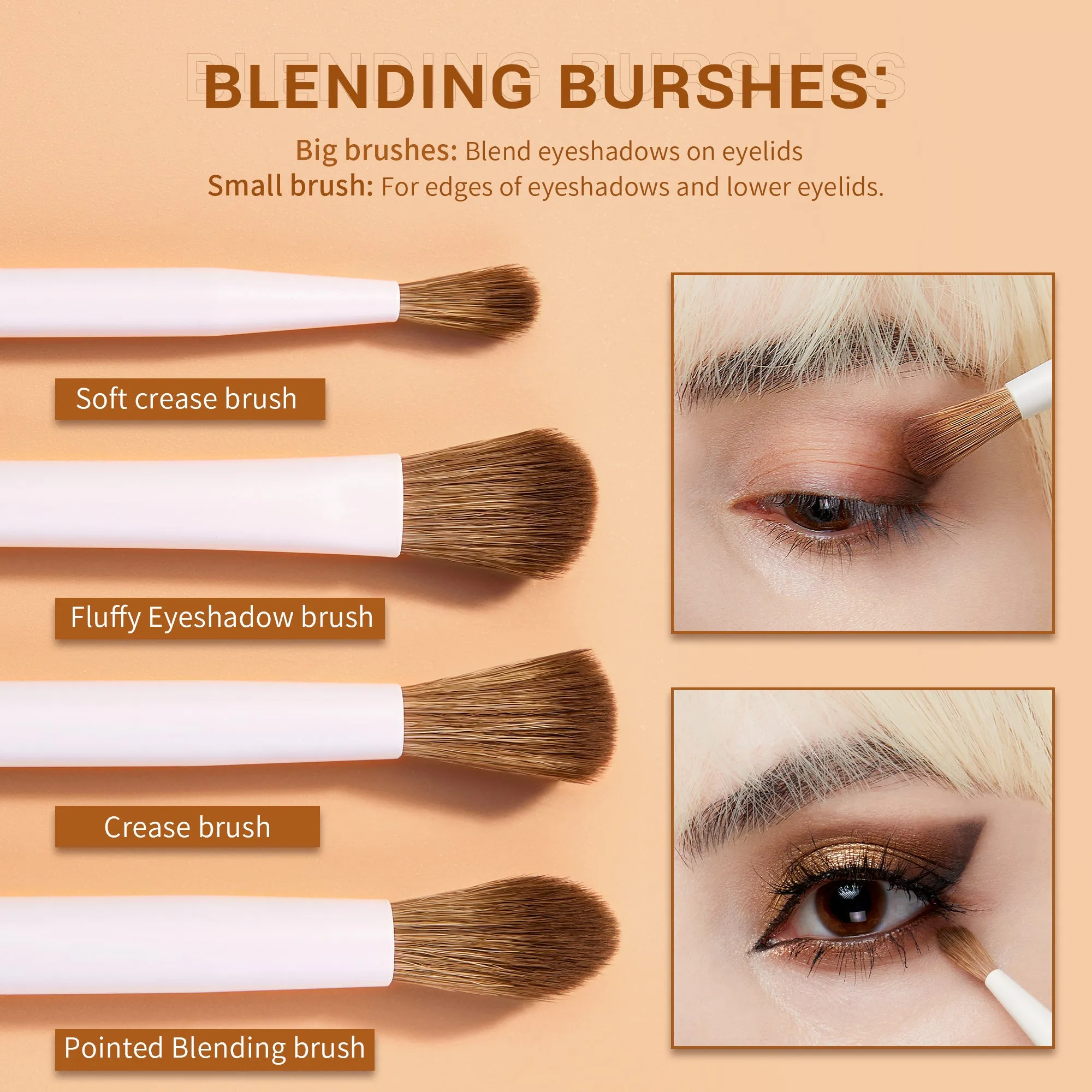 Luxury Light Gray Precision Eye Makeup Brush Set 10pcs T330
