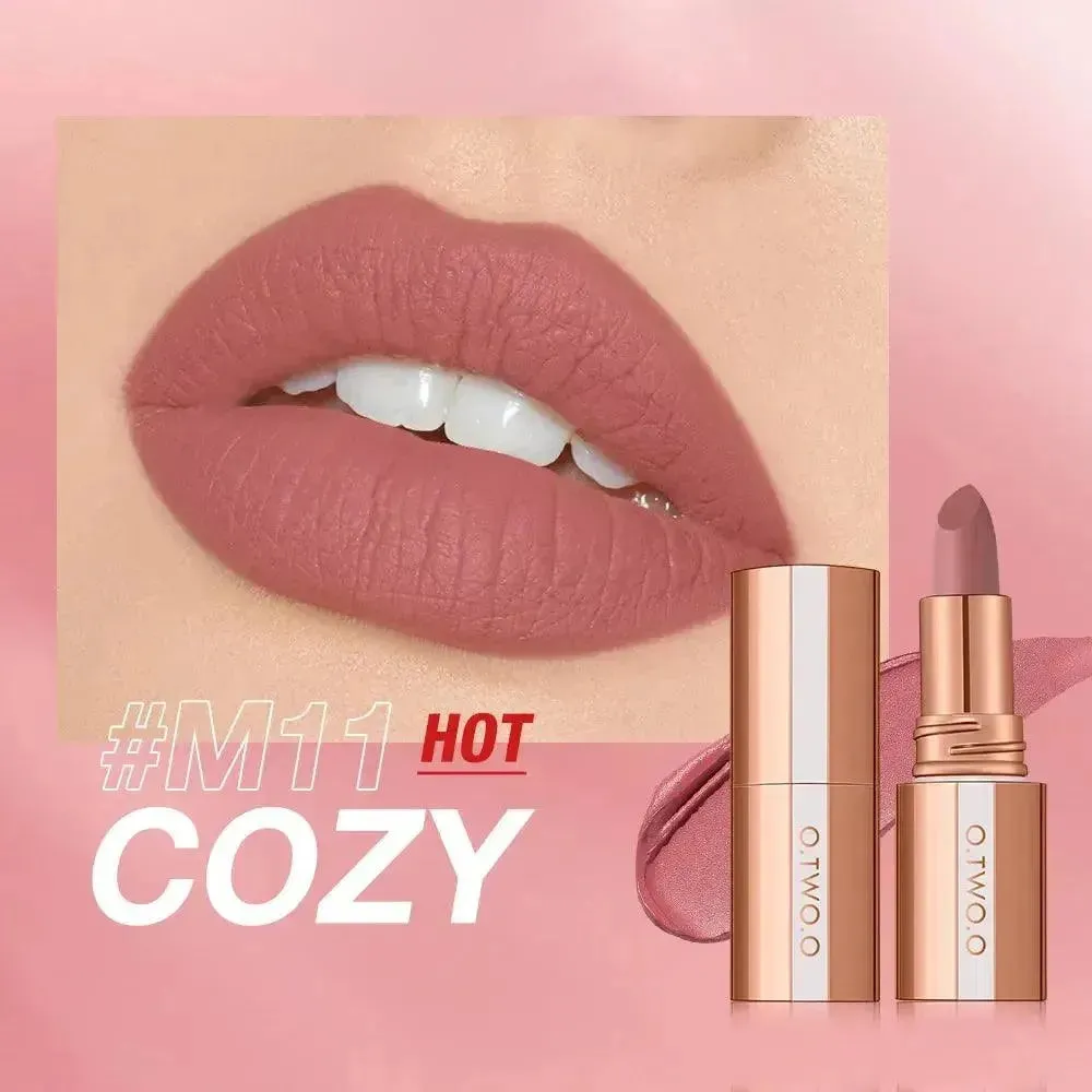 O.TWO.O Matte Lipstick - Long-Lasting Waterproof Velvet Finish