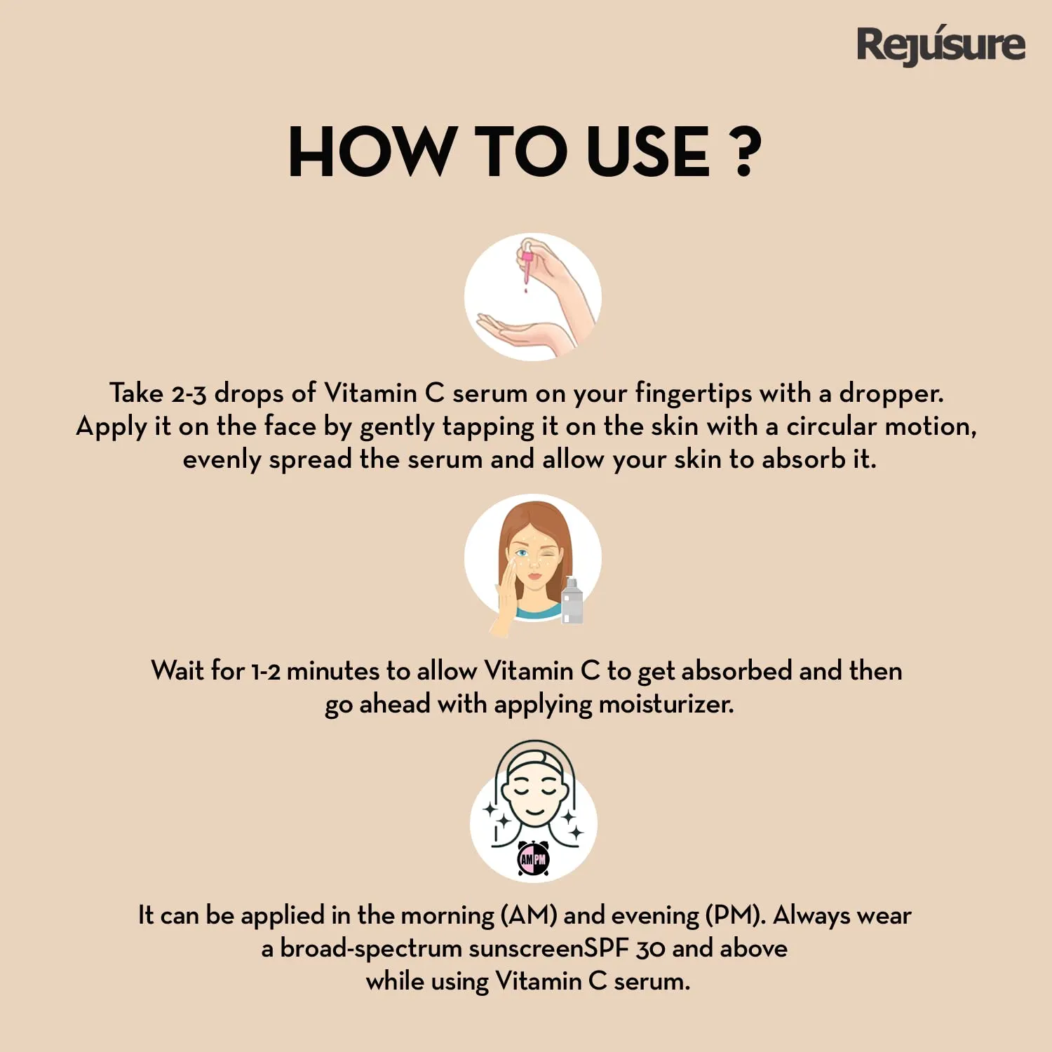Rejusure 10% Vitamin C   1% Acetyl Glucosamine Facial Serum to Boots Collagen Production & Protects from Environmental Stress– 30ml (Pack of 3)